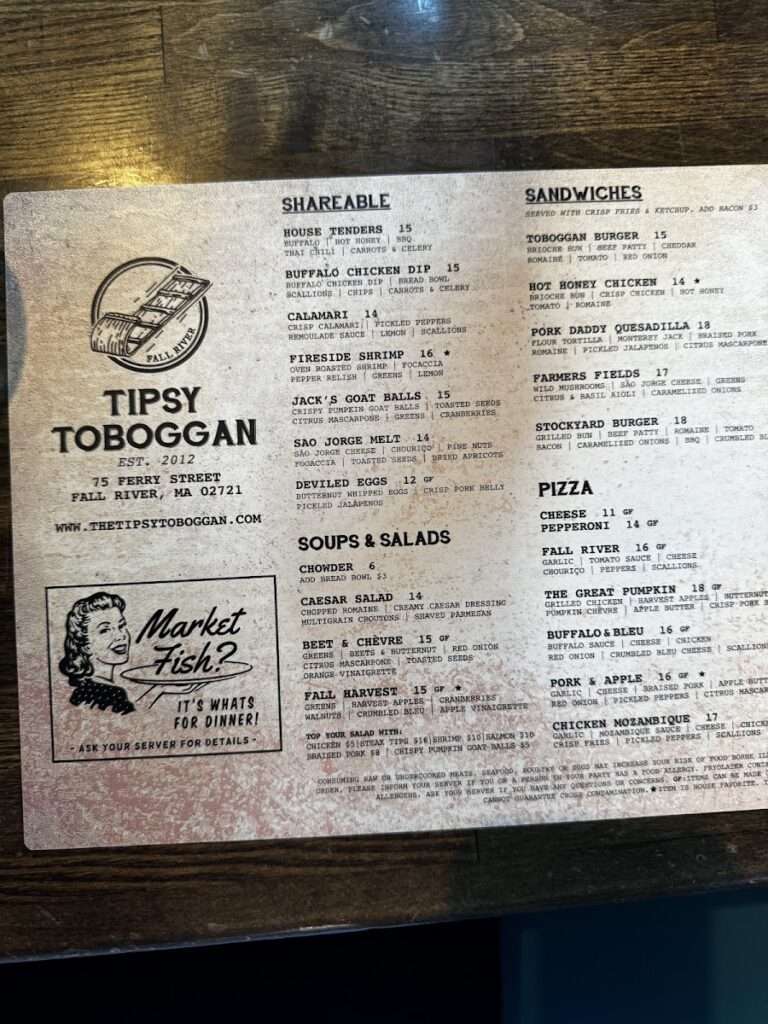 The Tipsy Toboggan menu 3